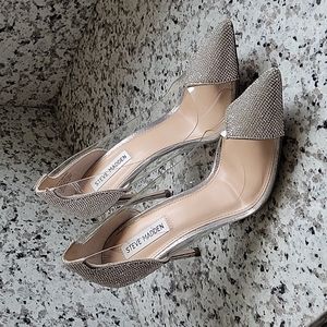Steve Madden Silver and Clear Heels